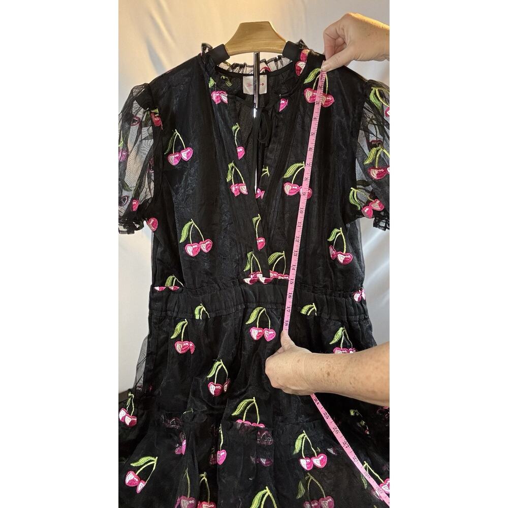 Buddy Love Clementine Elastic Waist Mini Dress Cherries Black Size XL Whimsigoth - Picture 10 of 12